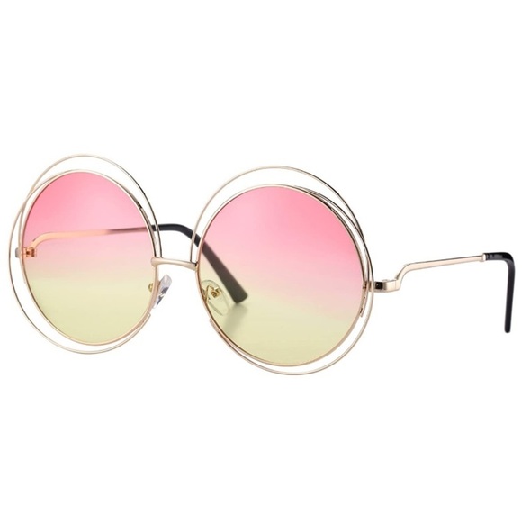 FARRAH PINK OMBRÉ RETRO 70’s OVERSIZED SHADES *NEW - Picture 4 of 7